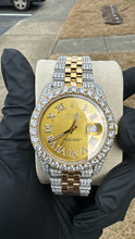 Load image into Gallery viewer, Half Iced Custom Moissanite Watch (Gold Face)

