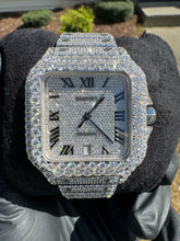 Load image into Gallery viewer, Fully Iced Custom Moissanite C-Watch (Roman Numerals)
