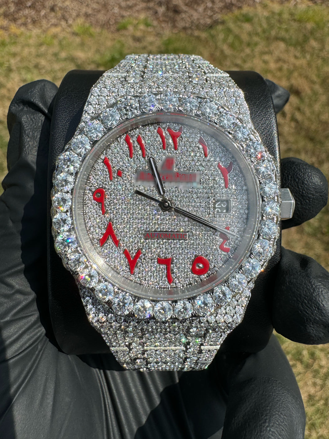 Fully Iced Custom Moissanite AP Watch (Arabic Dial)