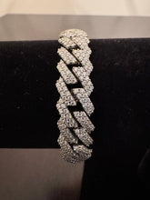 Load image into Gallery viewer, 12mm Moissanite Prong Miami Cuban Link Bracelet (925 Silver/White Gold)