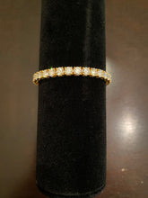 Load image into Gallery viewer, 5mm Moissanite Tennis Bracelet (925 Silver/Yellow Gold)