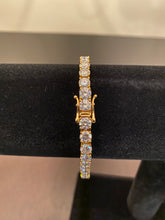 Load image into Gallery viewer, 5mm Moissanite Tennis Bracelet (925 Silver/Yellow Gold)