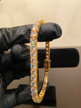 Load image into Gallery viewer, 5mm Moissanite Tennis Bracelet (925 Silver/Yellow Gold)
