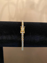 Load image into Gallery viewer, 3mm Moissanite Tennis Bracelet (925 Silver/Yellow Gold)