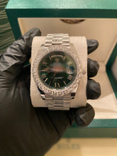 Load image into Gallery viewer, Custom Moissanite Watch (Green Face)
