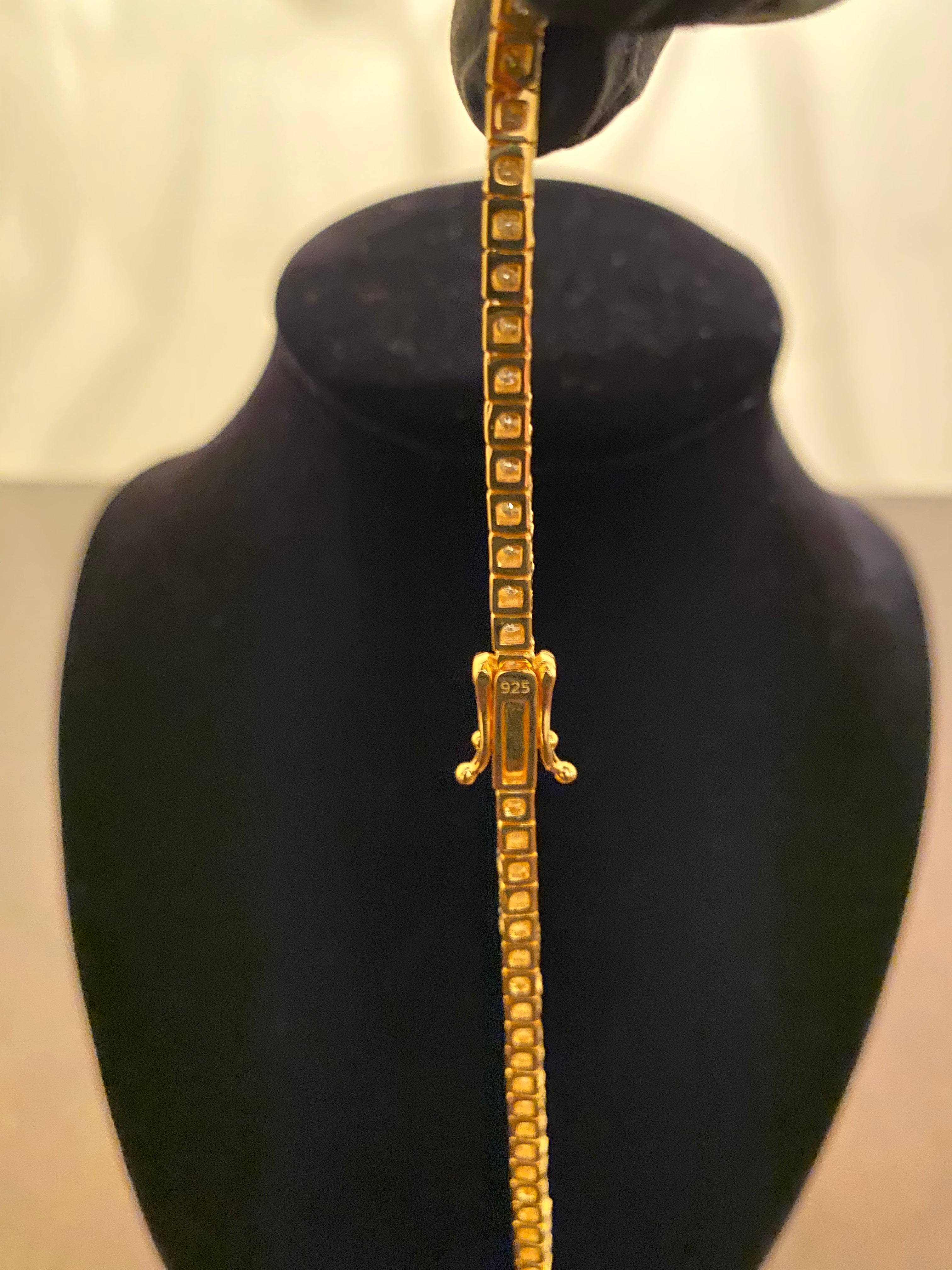 3mm Moissanite Tennis Chain (925 Silver/Yellow Gold)