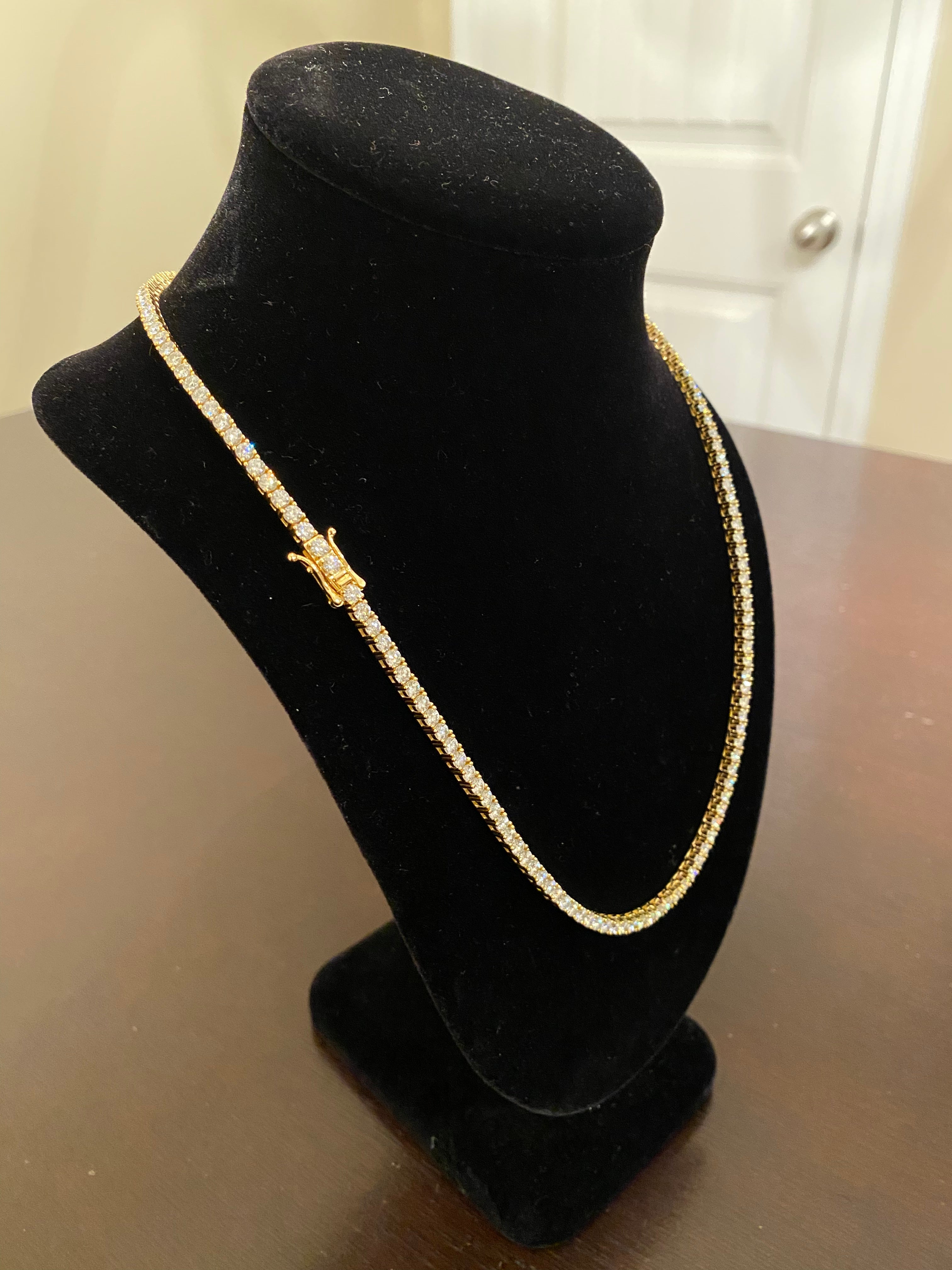 3mm Moissanite Tennis Chain (925 Silver/Yellow Gold)