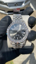Load image into Gallery viewer, Fully Iced Custom Moissanite Watch (Grey Face)
