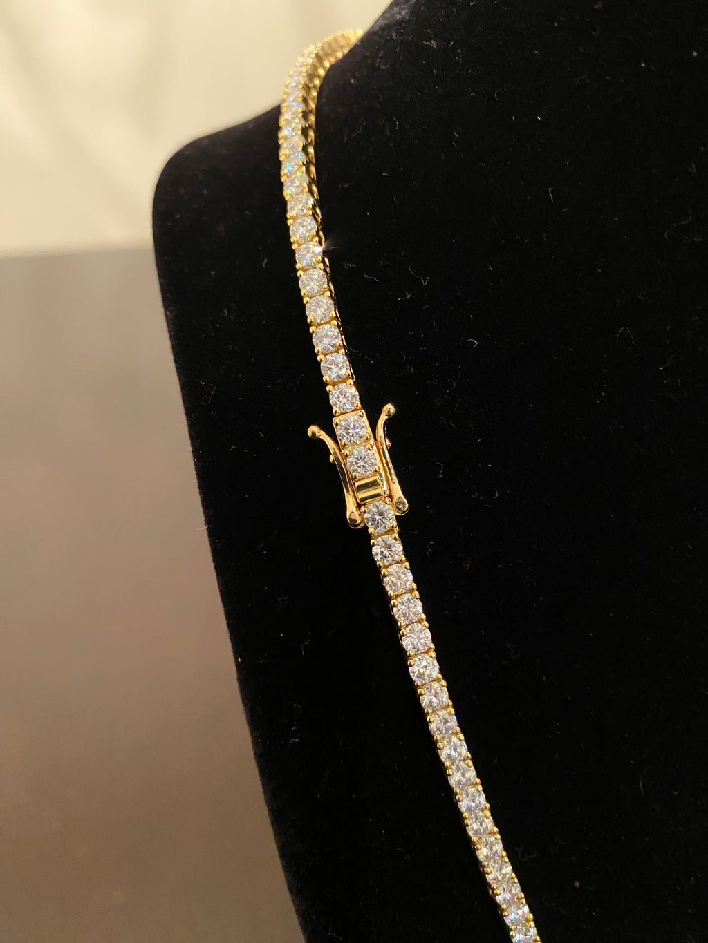 3mm Moissanite Tennis Chain (925 Silver/Yellow Gold)