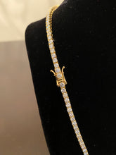 Load image into Gallery viewer, 3mm Moissanite Tennis Chain (925 Silver/Yellow Gold)
