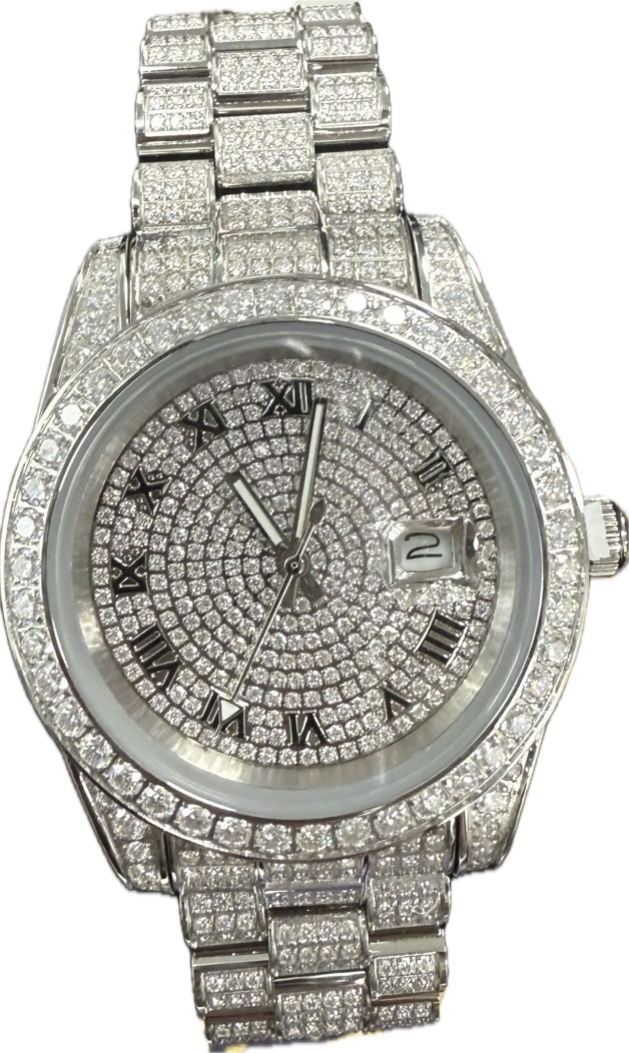 Fully Iced Moissanite Watch (Roman Numerals)
