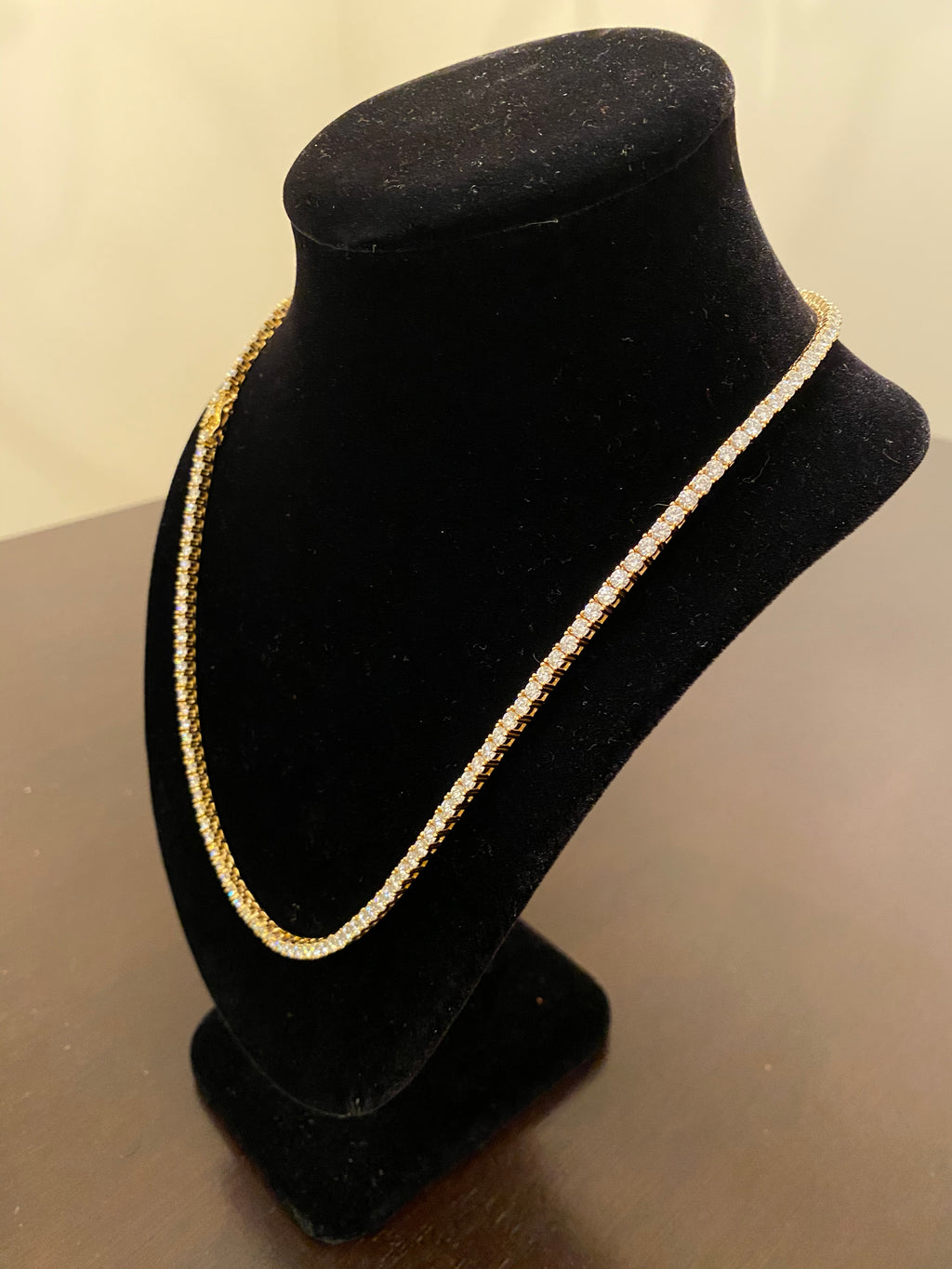 3mm Moissanite Tennis Chain (925 Silver/Yellow Gold)