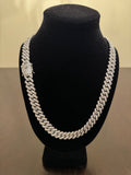 12mm Prong Set Miami Cuban Link Chain (White Gold) Pre-Order
