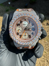 Load image into Gallery viewer, Fully Iced Custom Moissanite AP Watch (Two Tone/Rubber Strap)

