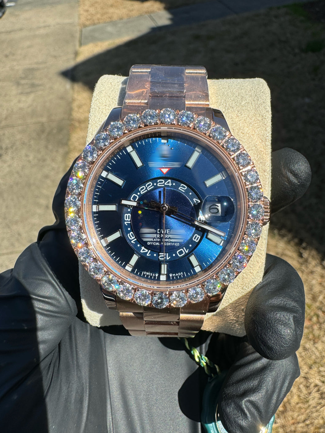 Custom Moissanite Sky Watch (Blue Face)