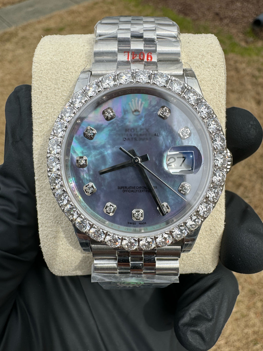 Custom Moissanite Watch (Pearl Face)