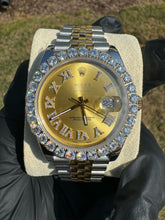 Load image into Gallery viewer, Custom Moissanite Watch (Gold Face/Roman Numerals)
