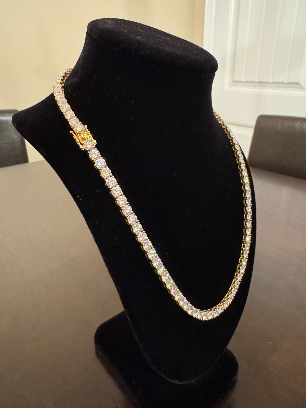 5mm Moissanite Tennis Chain (925 Silver/Yellow Gold)