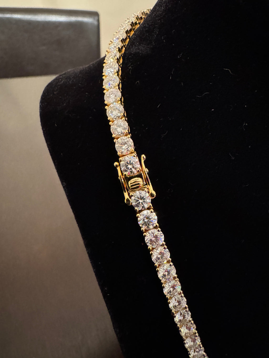 5mm Moissanite Tennis Chain (925 Silver/Yellow Gold)