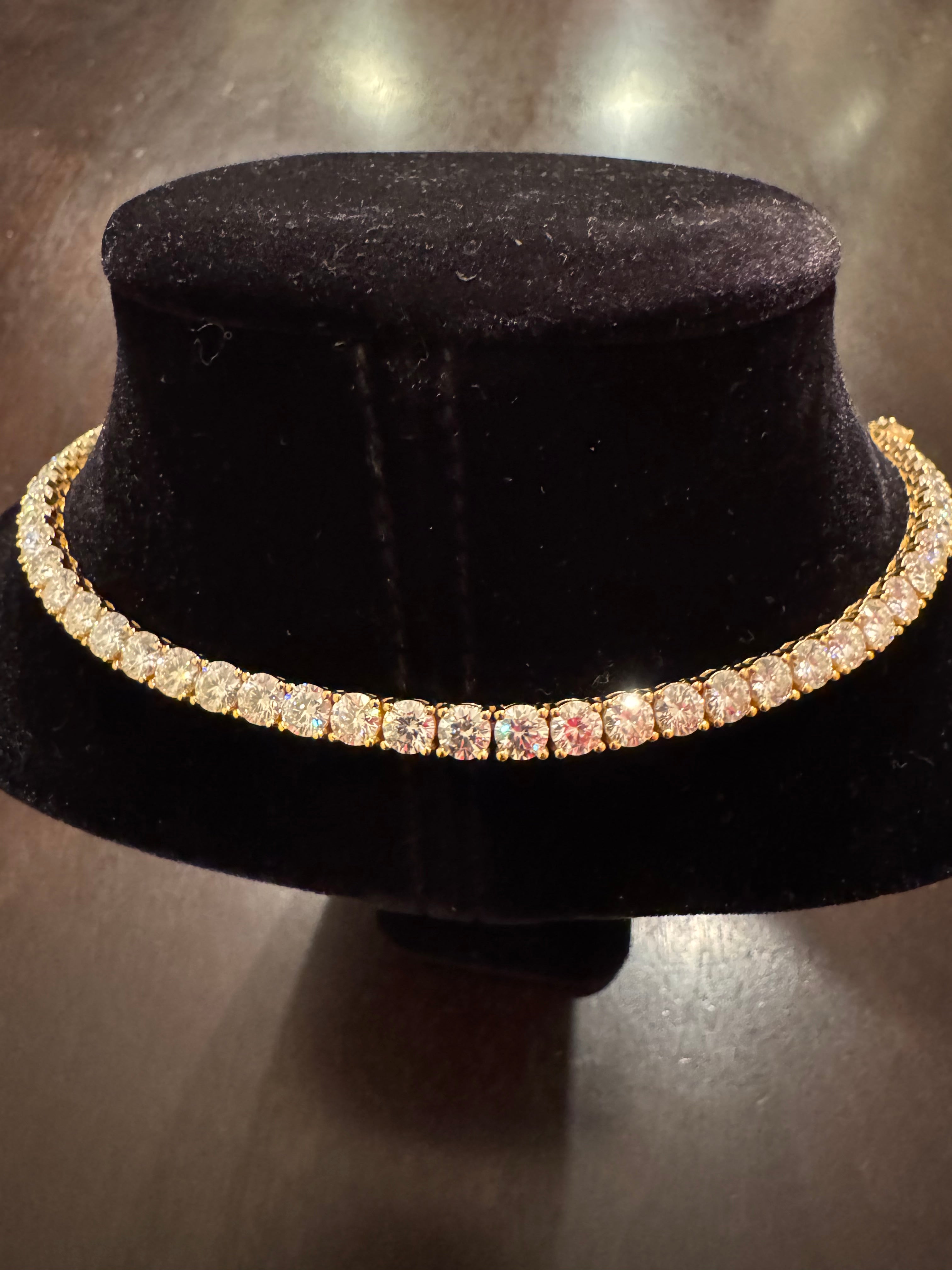 5mm Moissanite Tennis Chain (925 Silver/Yellow Gold)