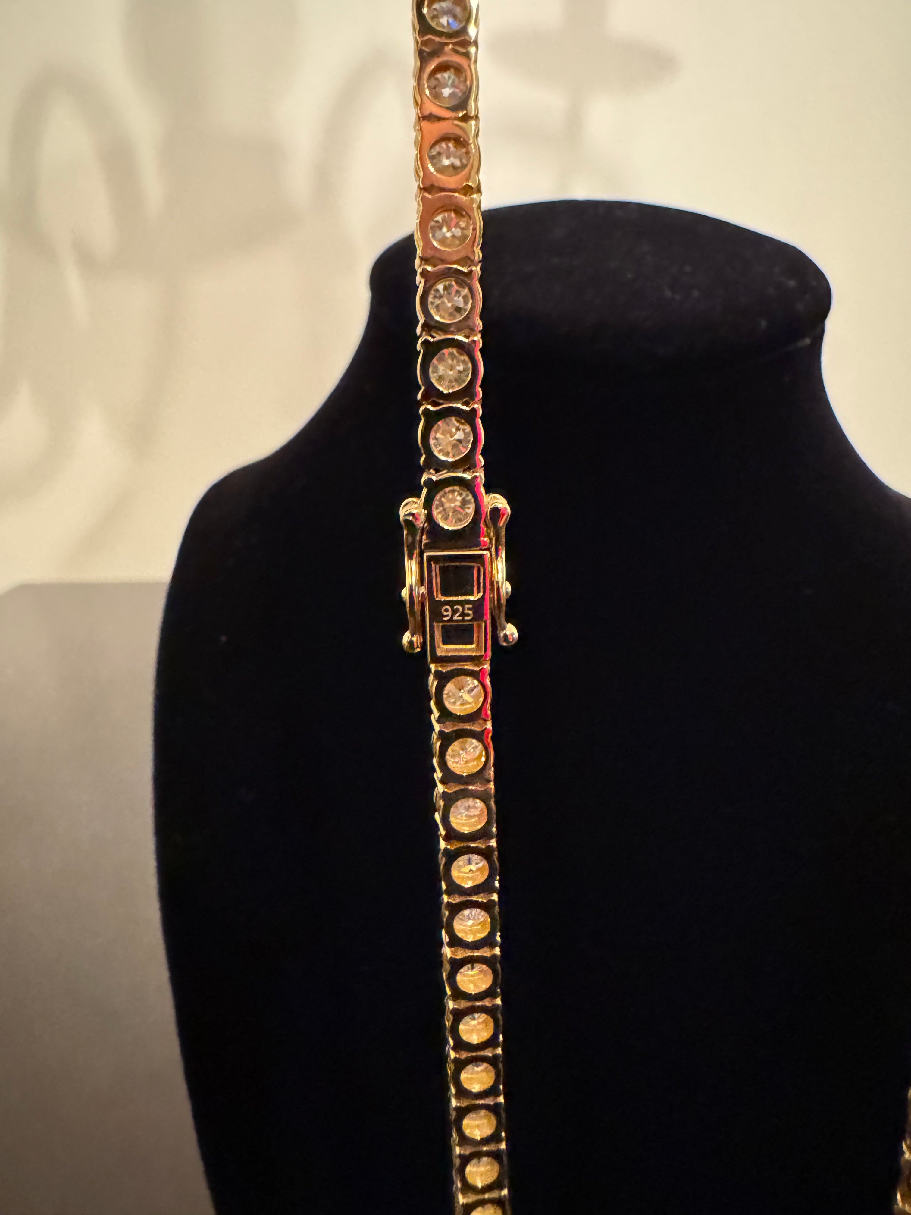 5mm Moissanite Tennis Chain (925 Silver/Yellow Gold)