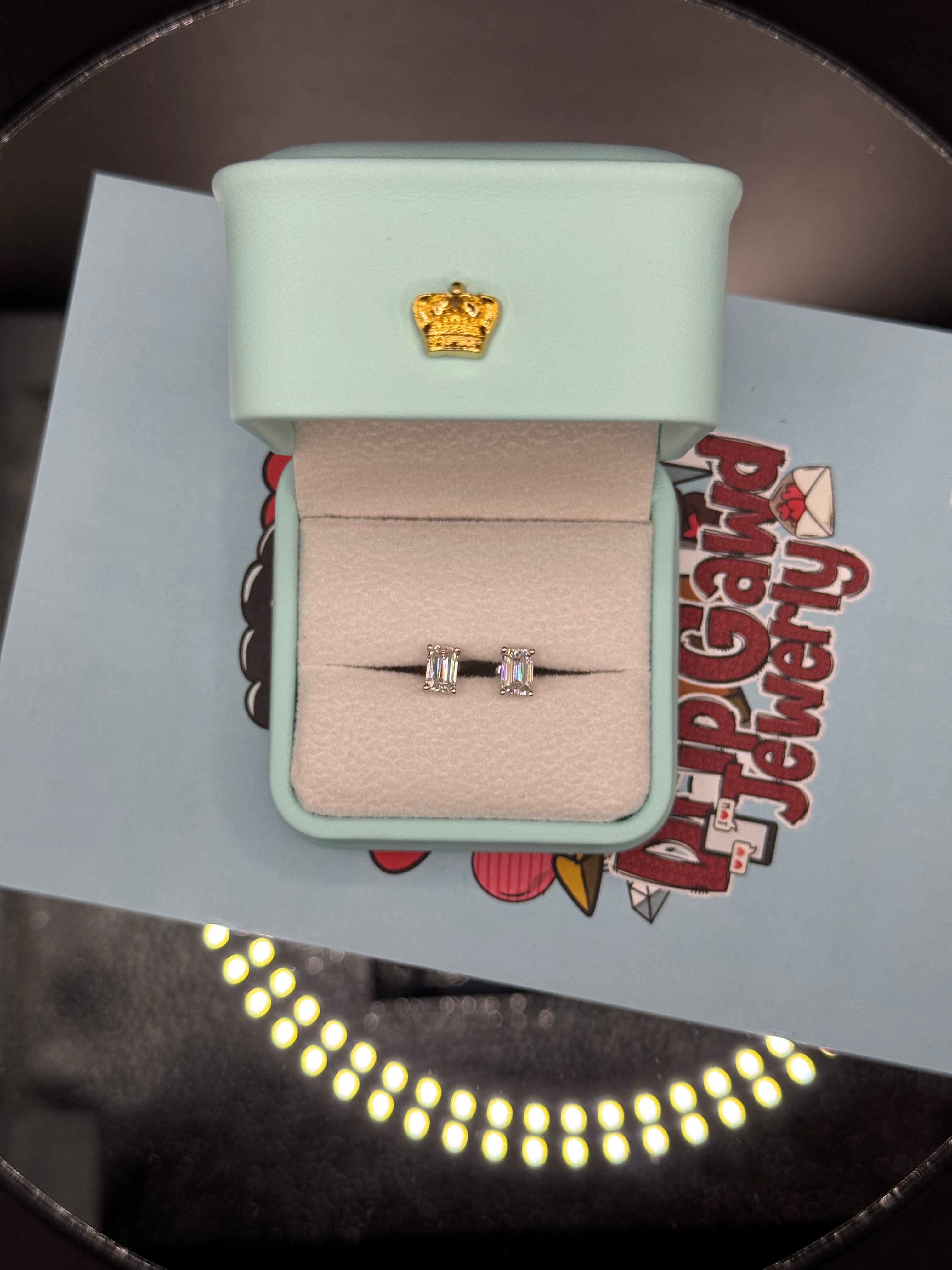 4x6mm Emerald Cut Moissanite Earrings