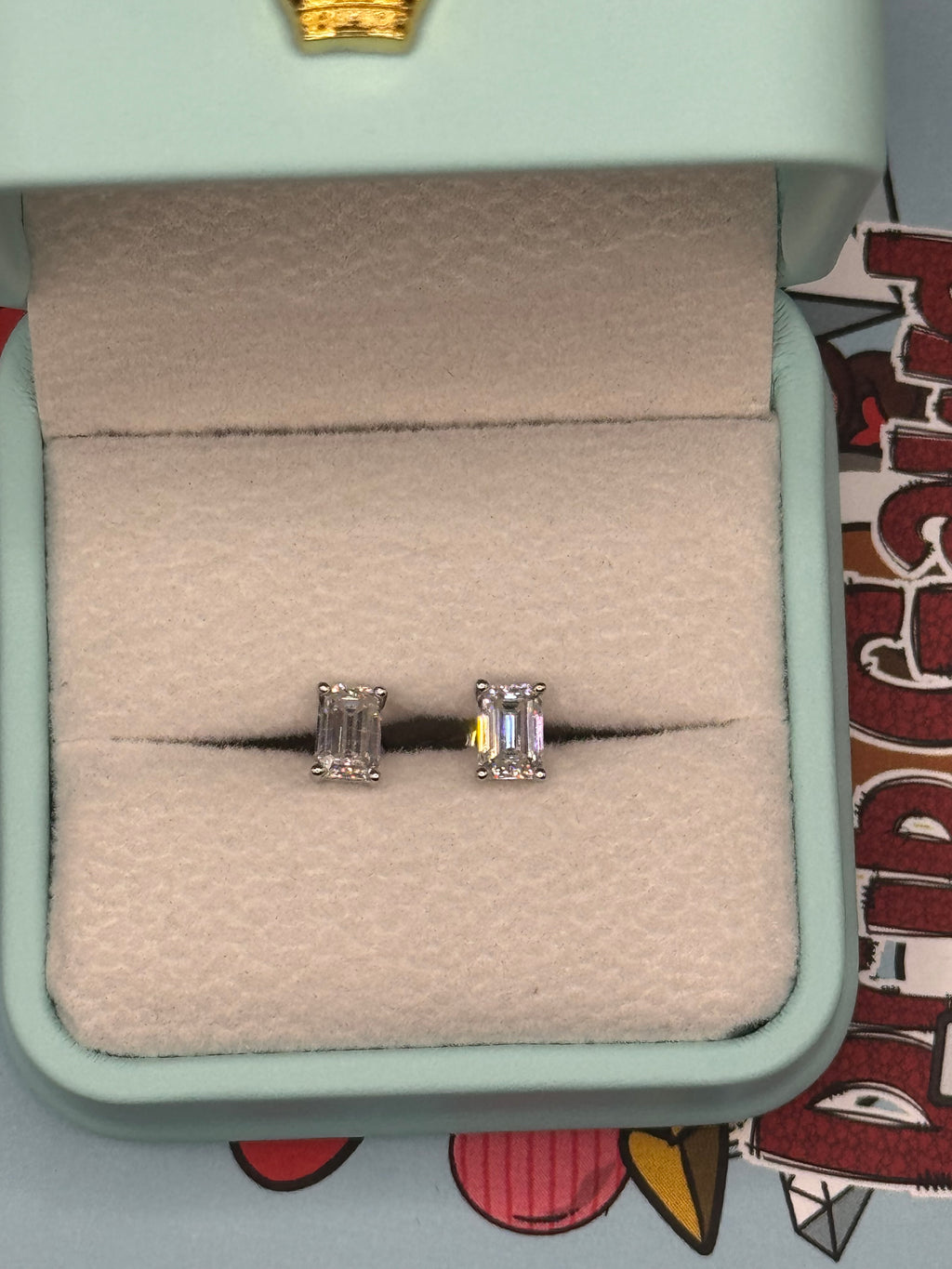 4x6mm Emerald Cut Moissanite Earrings