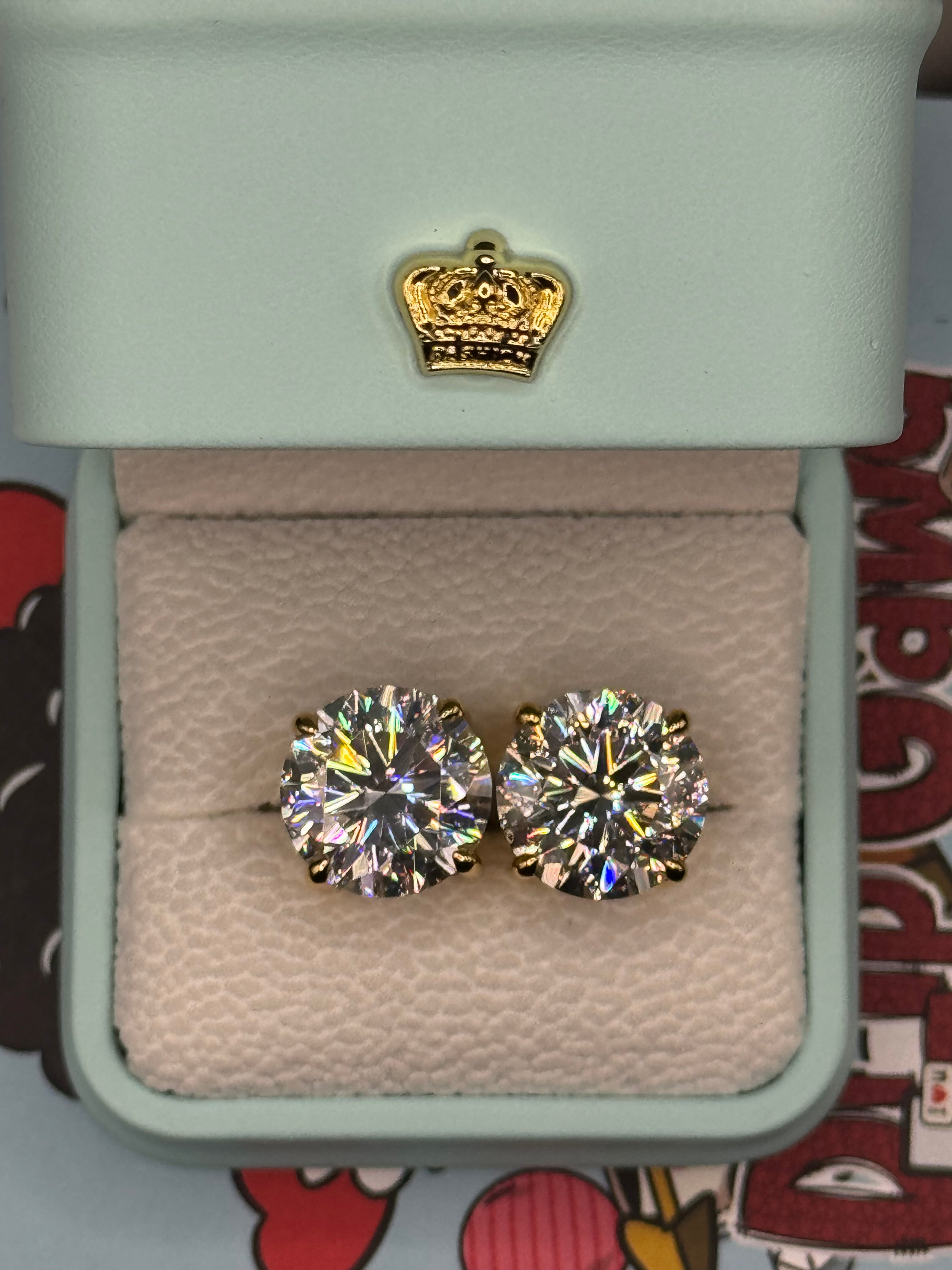 14mm Round Cut Moissanite Earrings