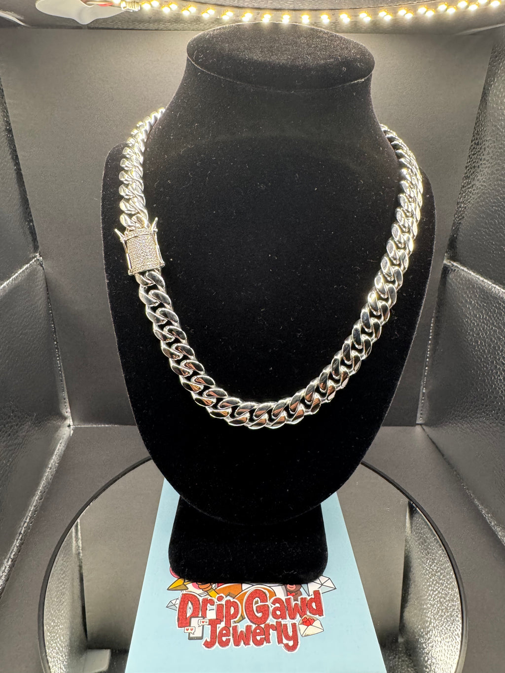 12mm Miami Cuban Link Chain (White Gold)