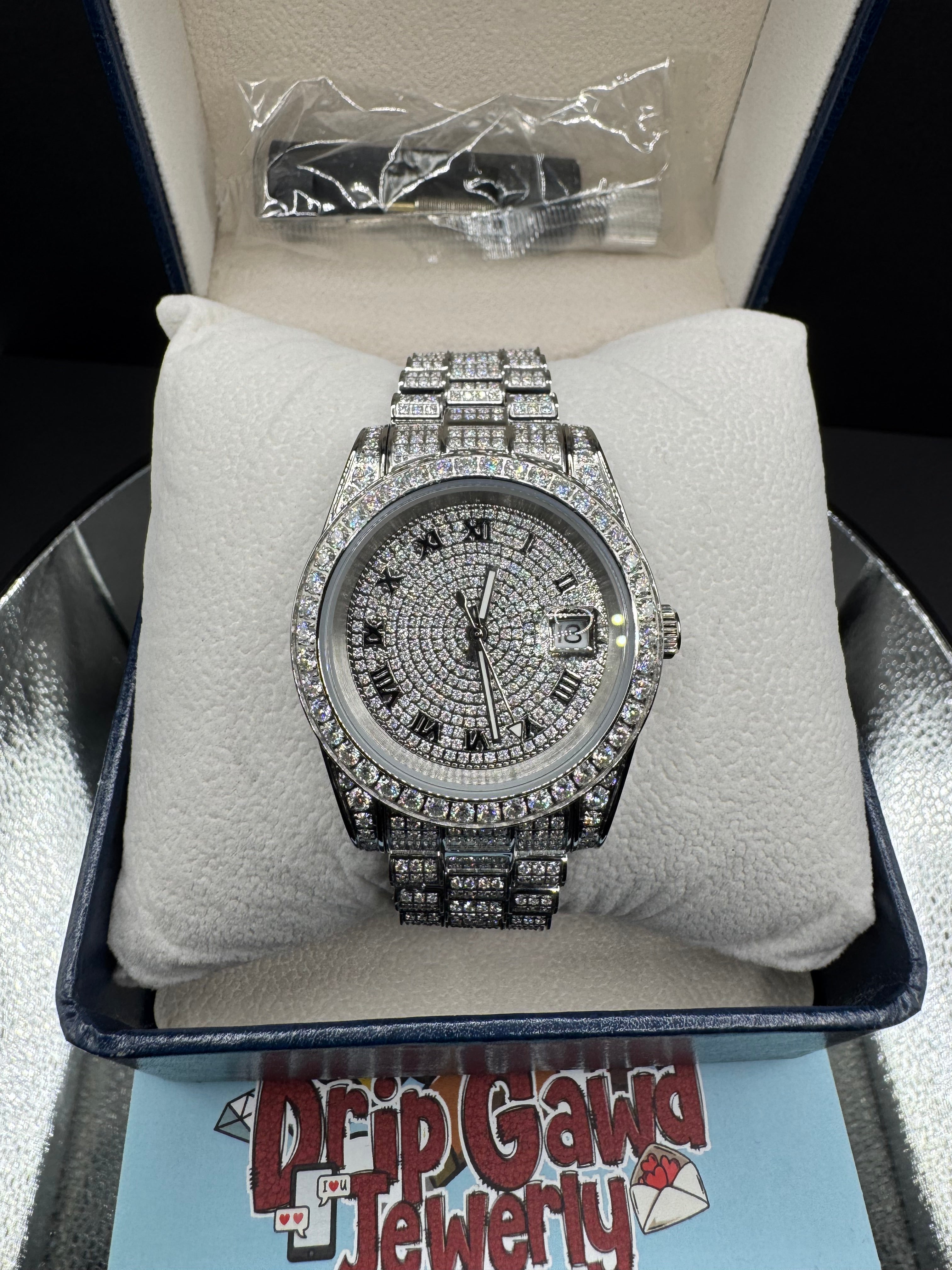 Fully Iced Moissanite Watch (Roman Numerals)
