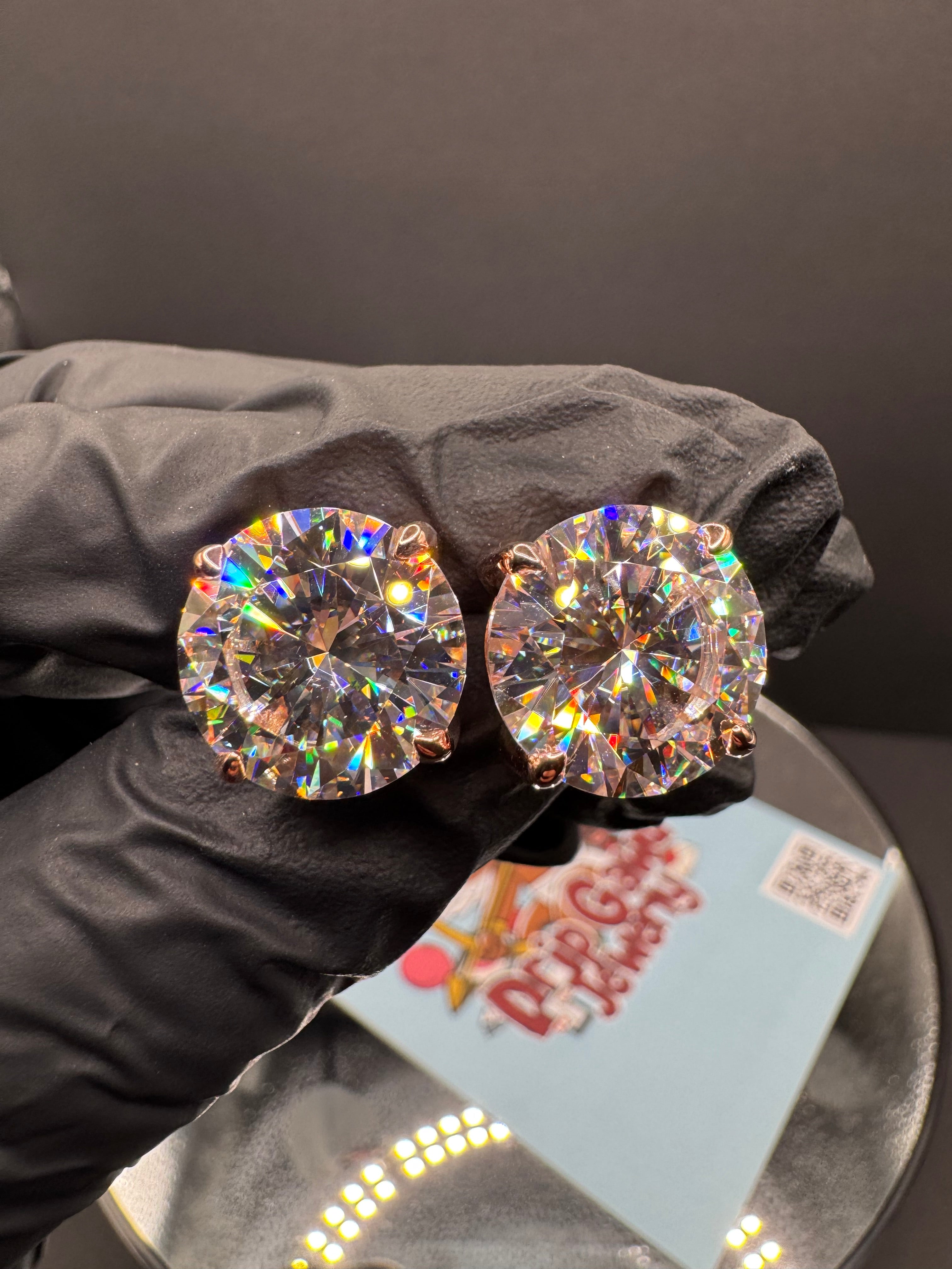 14mm Round Cut Moissanite Earrings