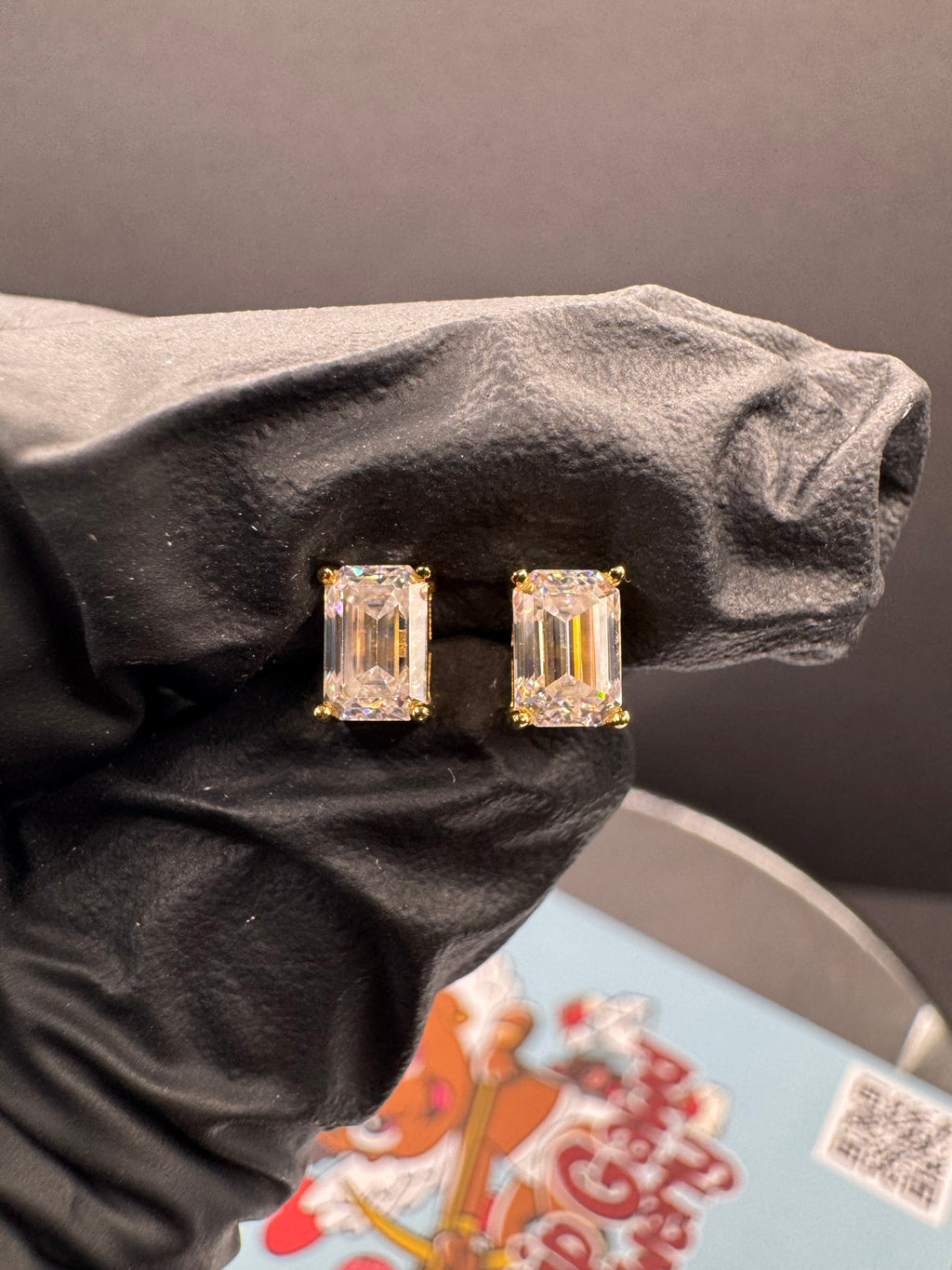 4x6mm Emerald Cut Moissanite Earrings