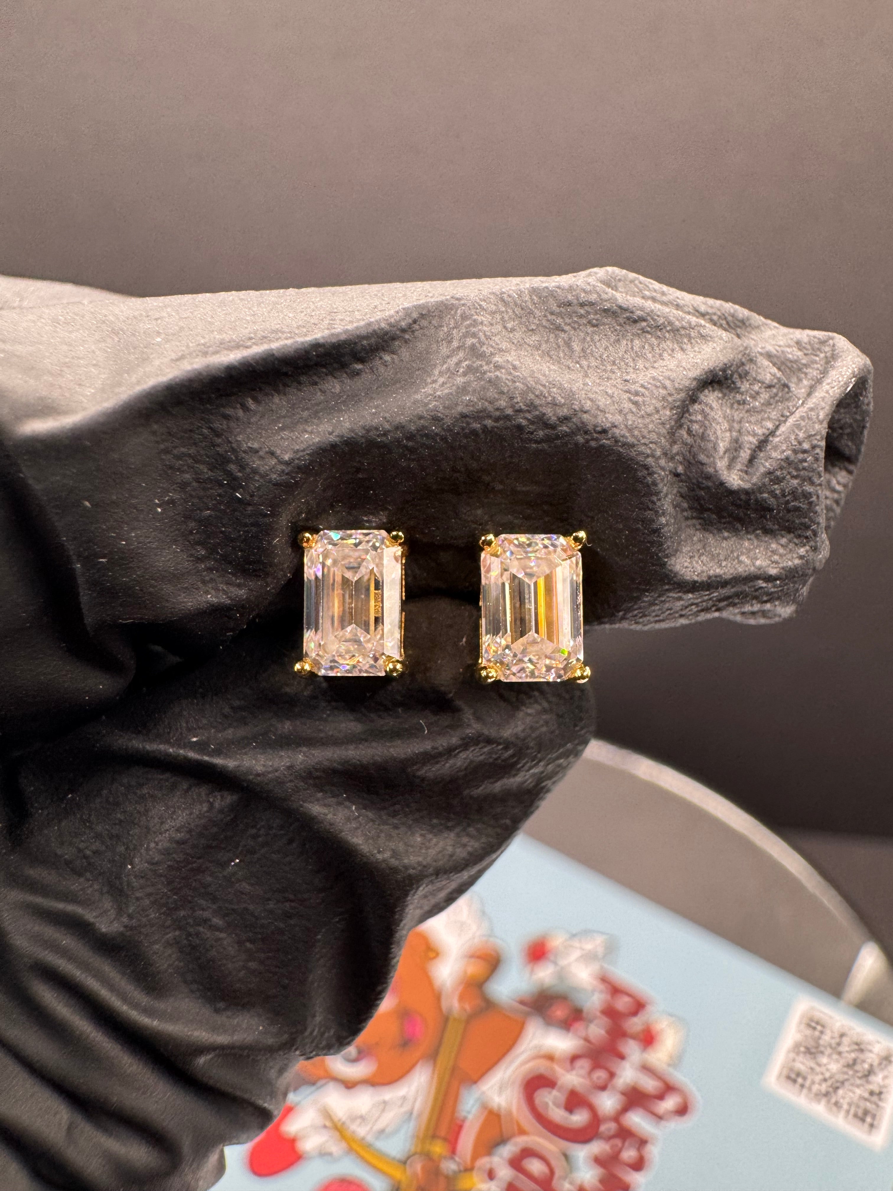 4x6mm Emerald Cut Moissanite Earrings