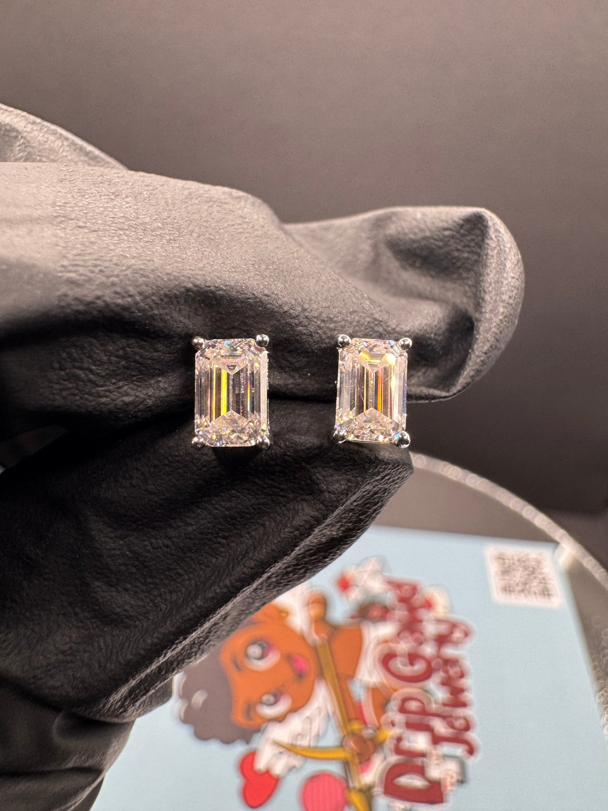 4x6mm Emerald Cut Moissanite Earrings
