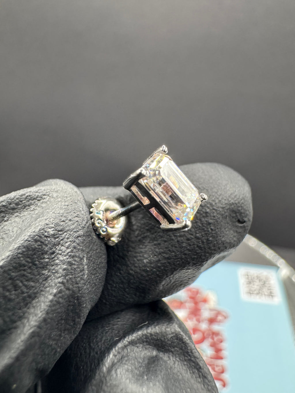 4x6mm Emerald Cut Moissanite Earrings