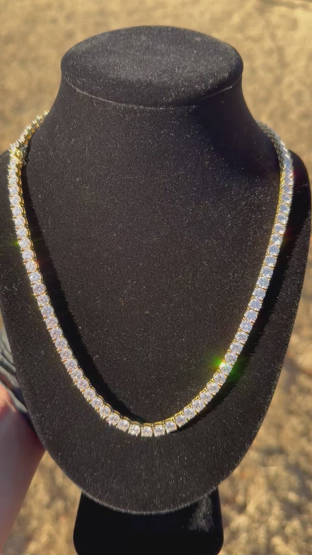 5mm Moissanite Tennis Chain (925 Silver/Yellow Gold)