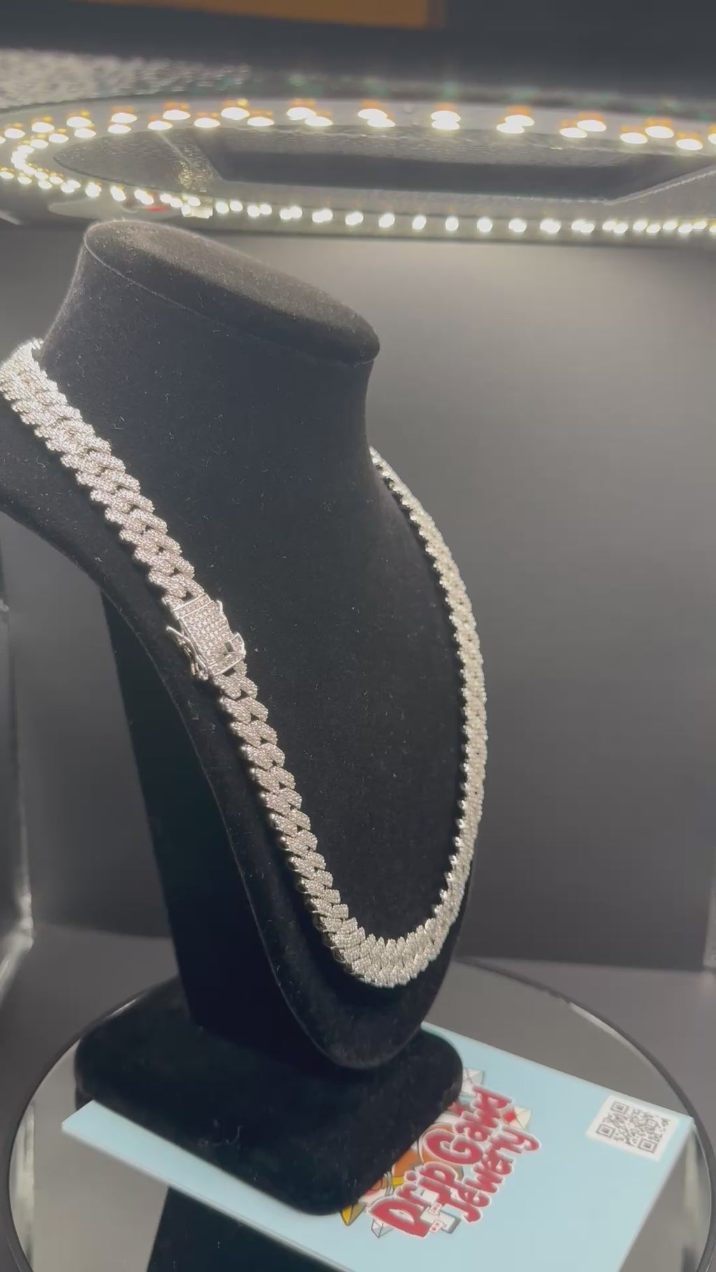 12mm Prong Set Miami Cuban Link Chain (White Gold)