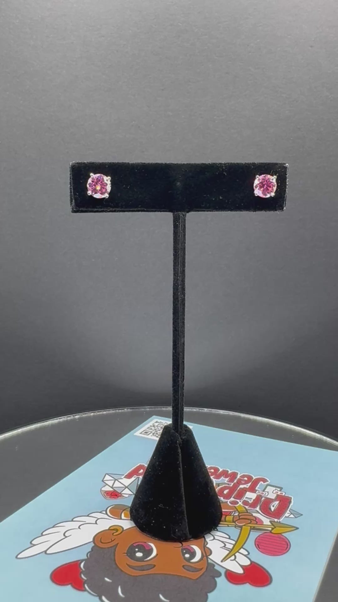 6.5mm Round Cut Moissanite Earrings (Pink)