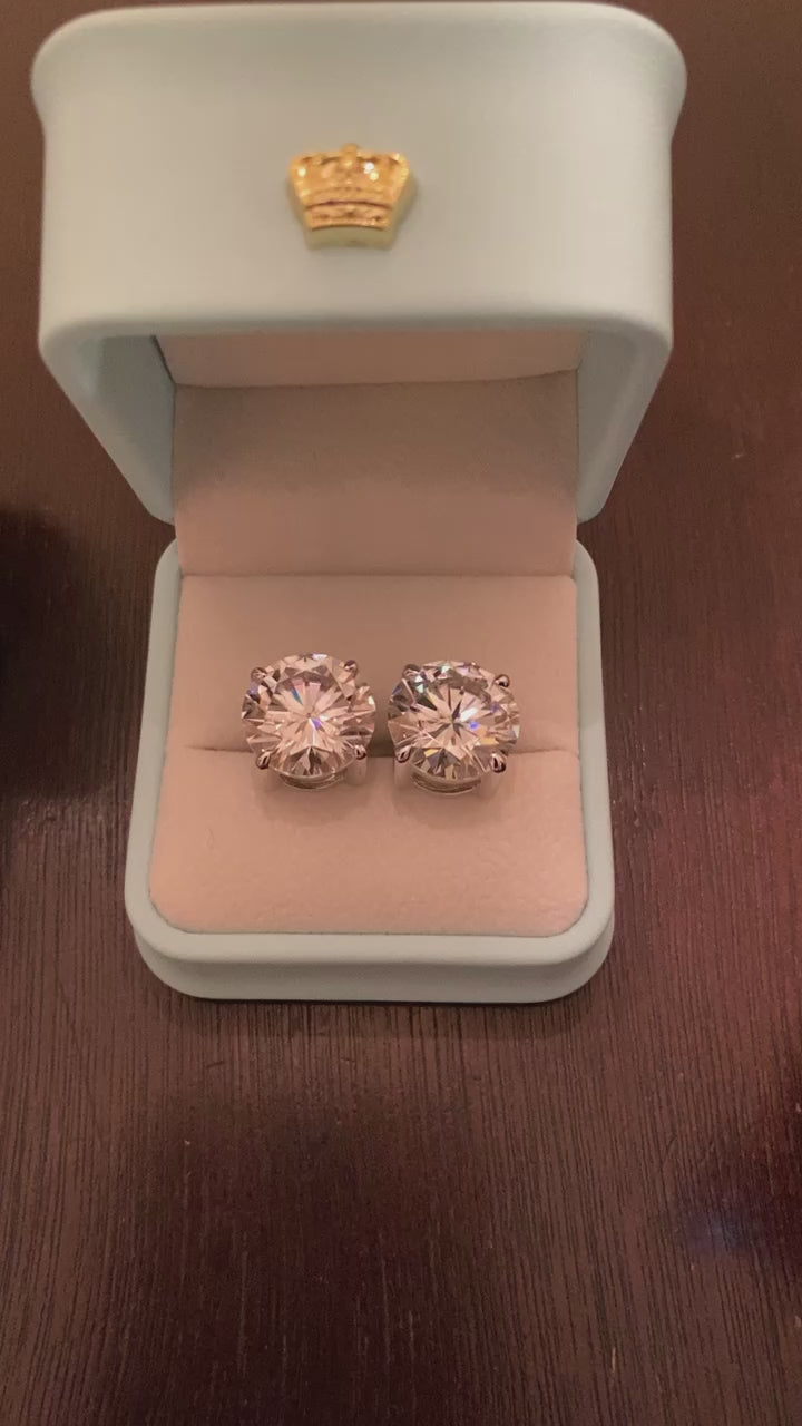 14mm Round Cut Moissanite Earrings