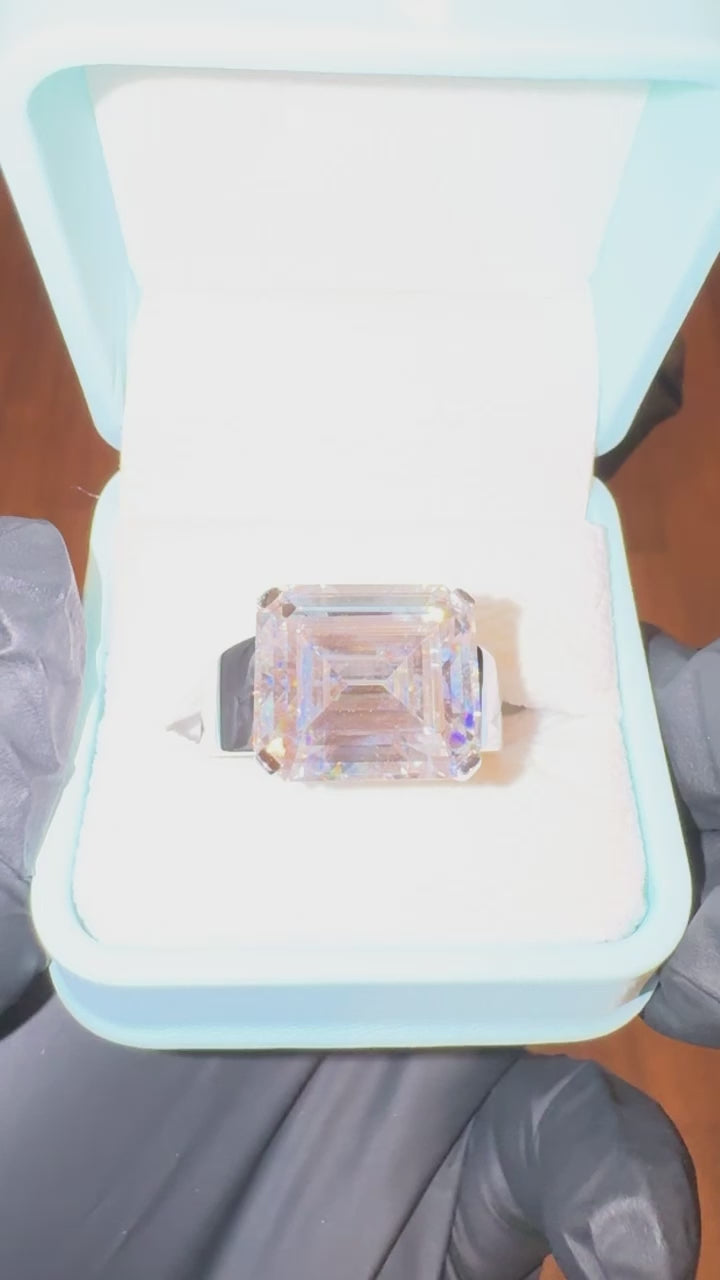 14x16mm Emerald Cut Moissanite Ring