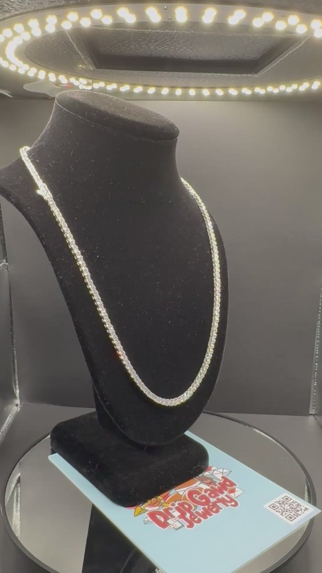 3mm Round Cut Tennis Necklace (925 Silver/White Gold)