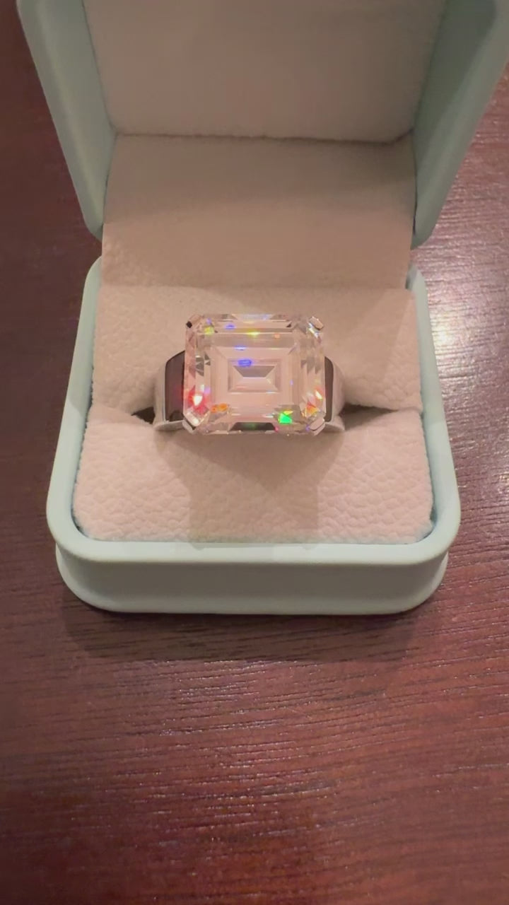14x16mm Emerald Cut Moissanite Ring