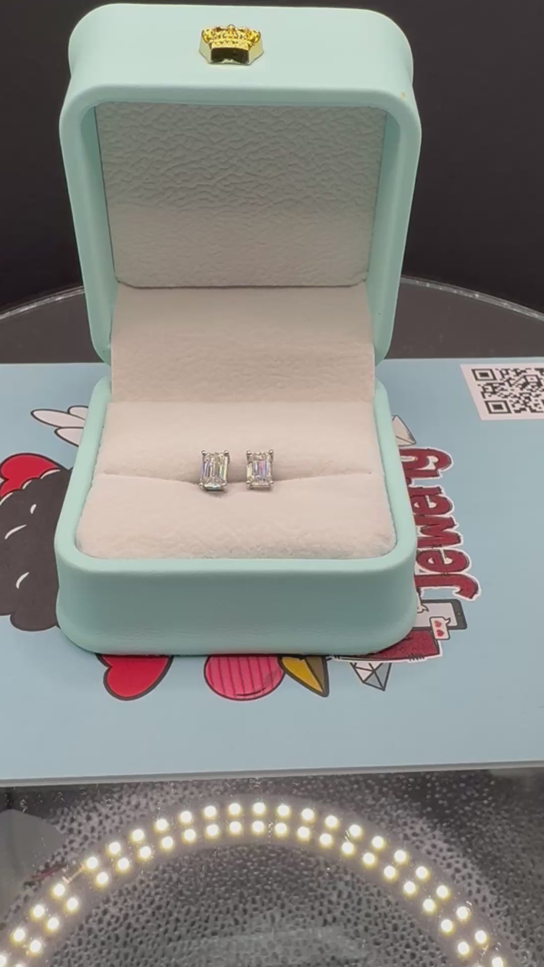 4x6mm Emerald Cut Moissanite Earrings