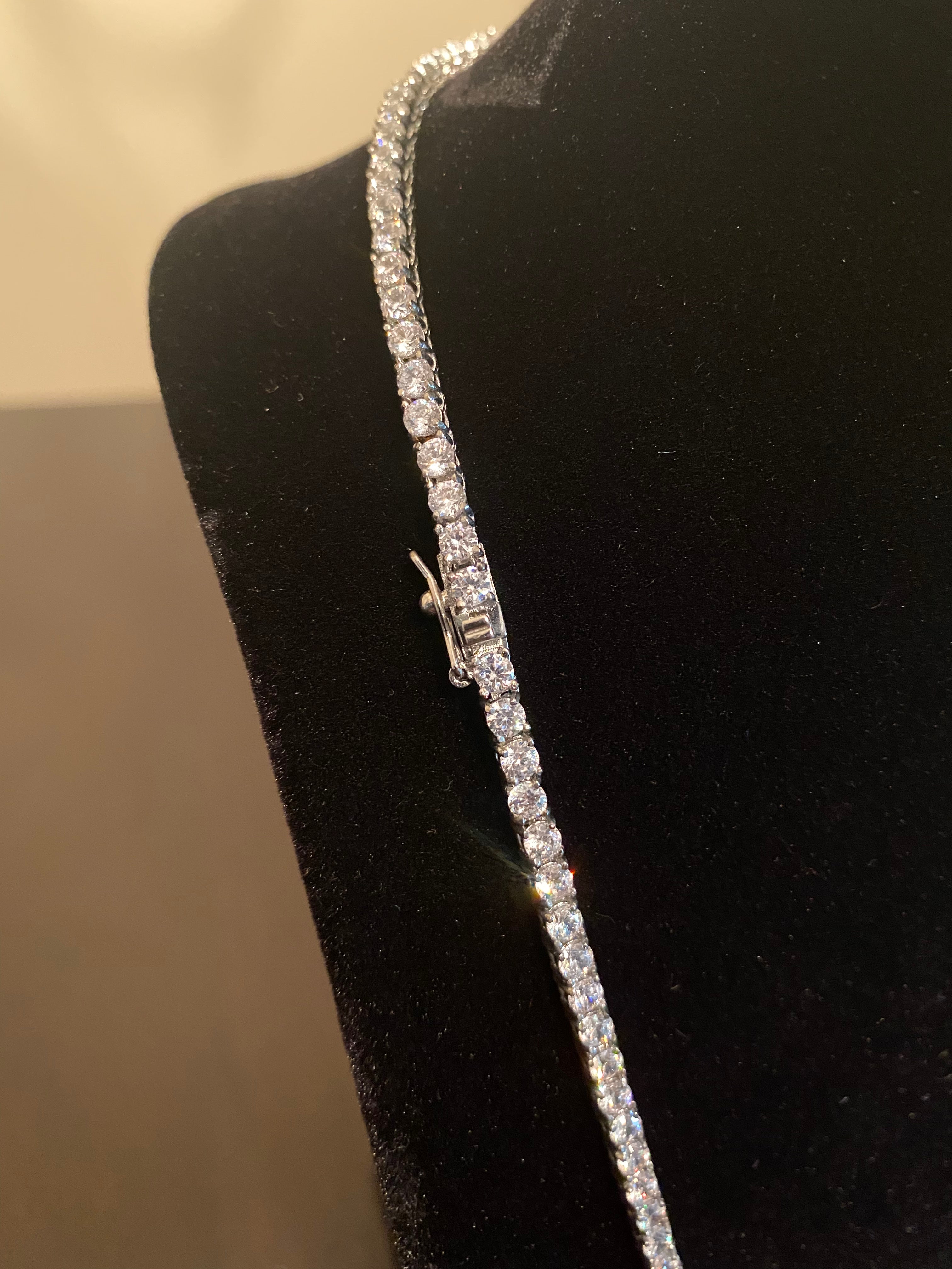 3mm Round Cut Tennis Necklace (White Gold)