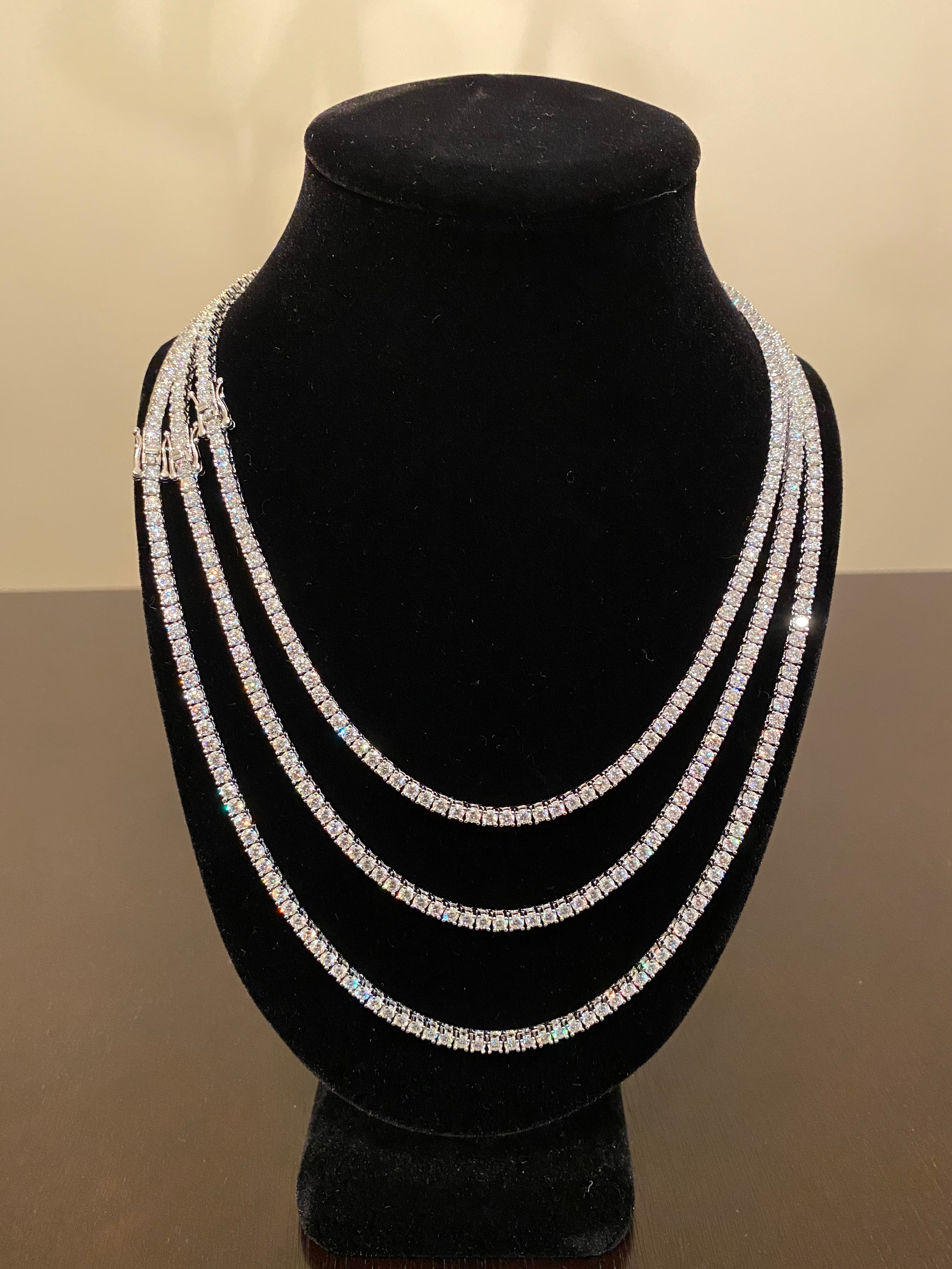 3mm Moissanite Tennis Chain (925 Silver/White Gold)