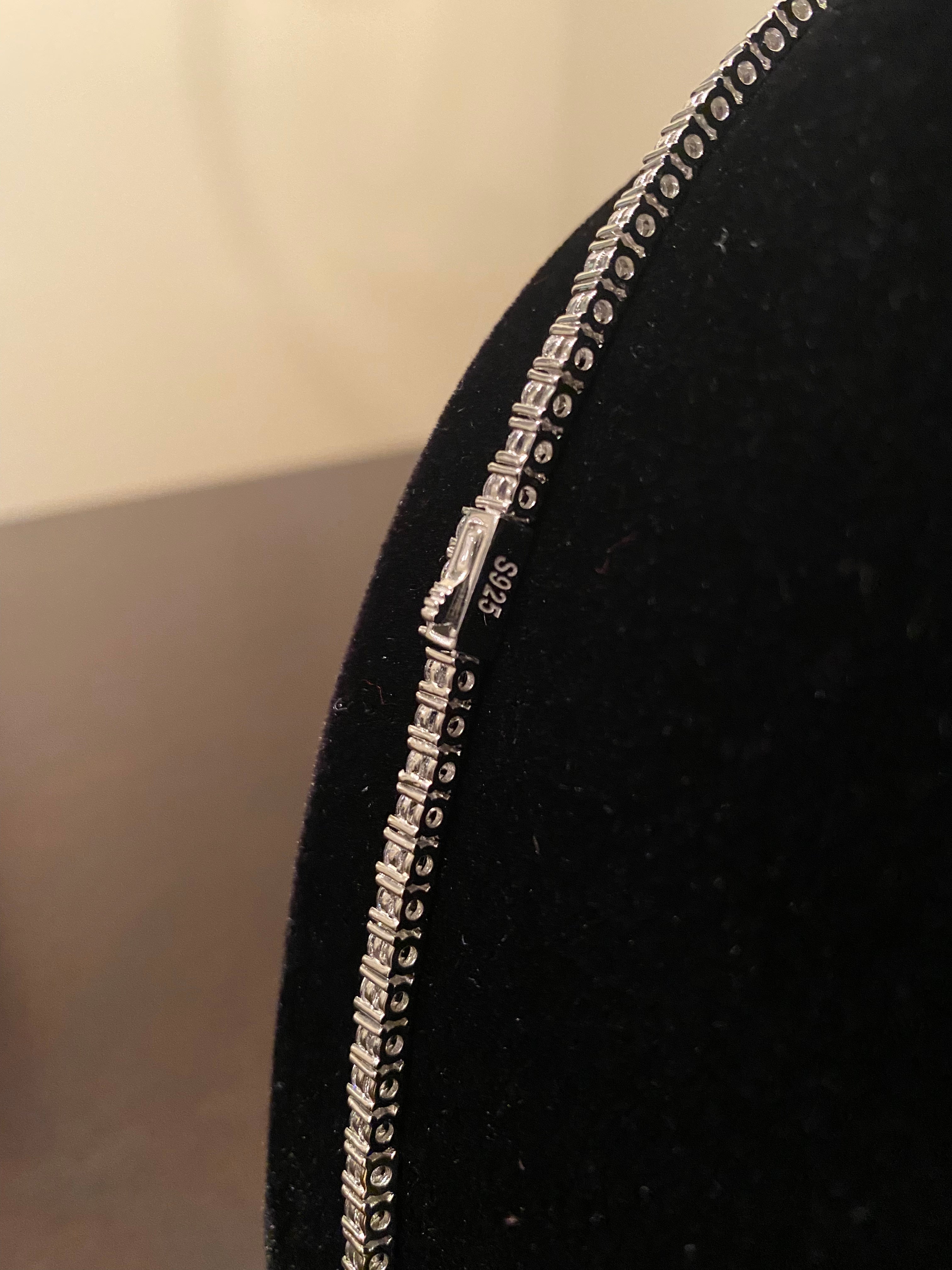 3mm Round Cut Tennis Necklace (925 Silver/White Gold)