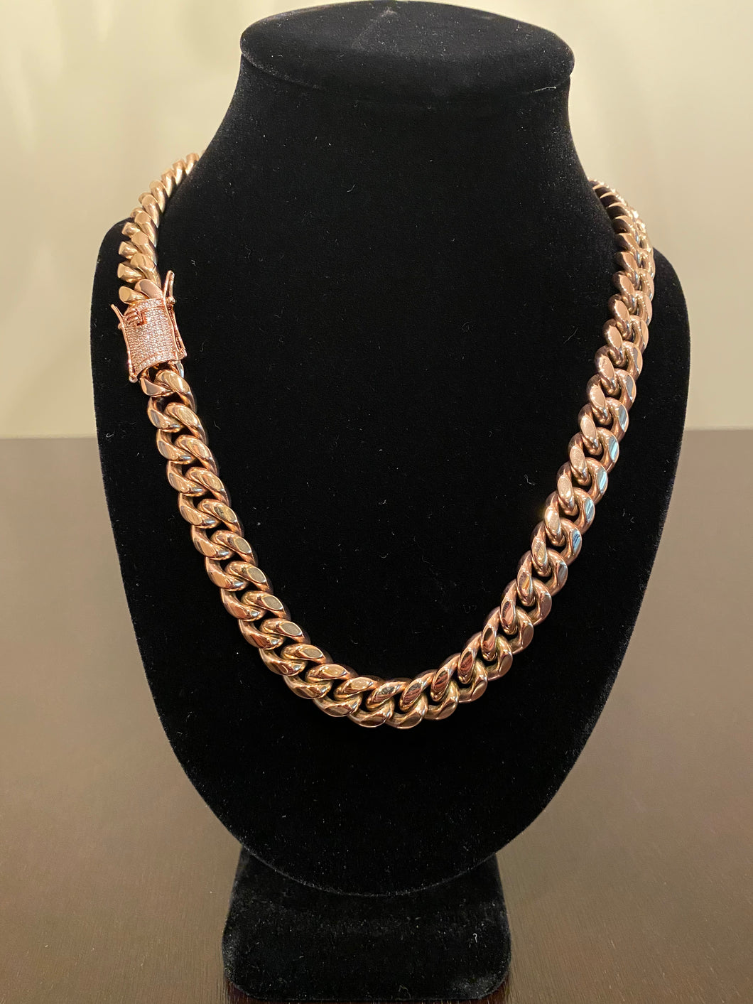 12mm Miami Cuban Link Chain (Rose Gold)