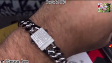 Load and play video in Gallery viewer, 12mm Hybrid Miami Cuban Link Bracelet (925 Silver/White Gold)
