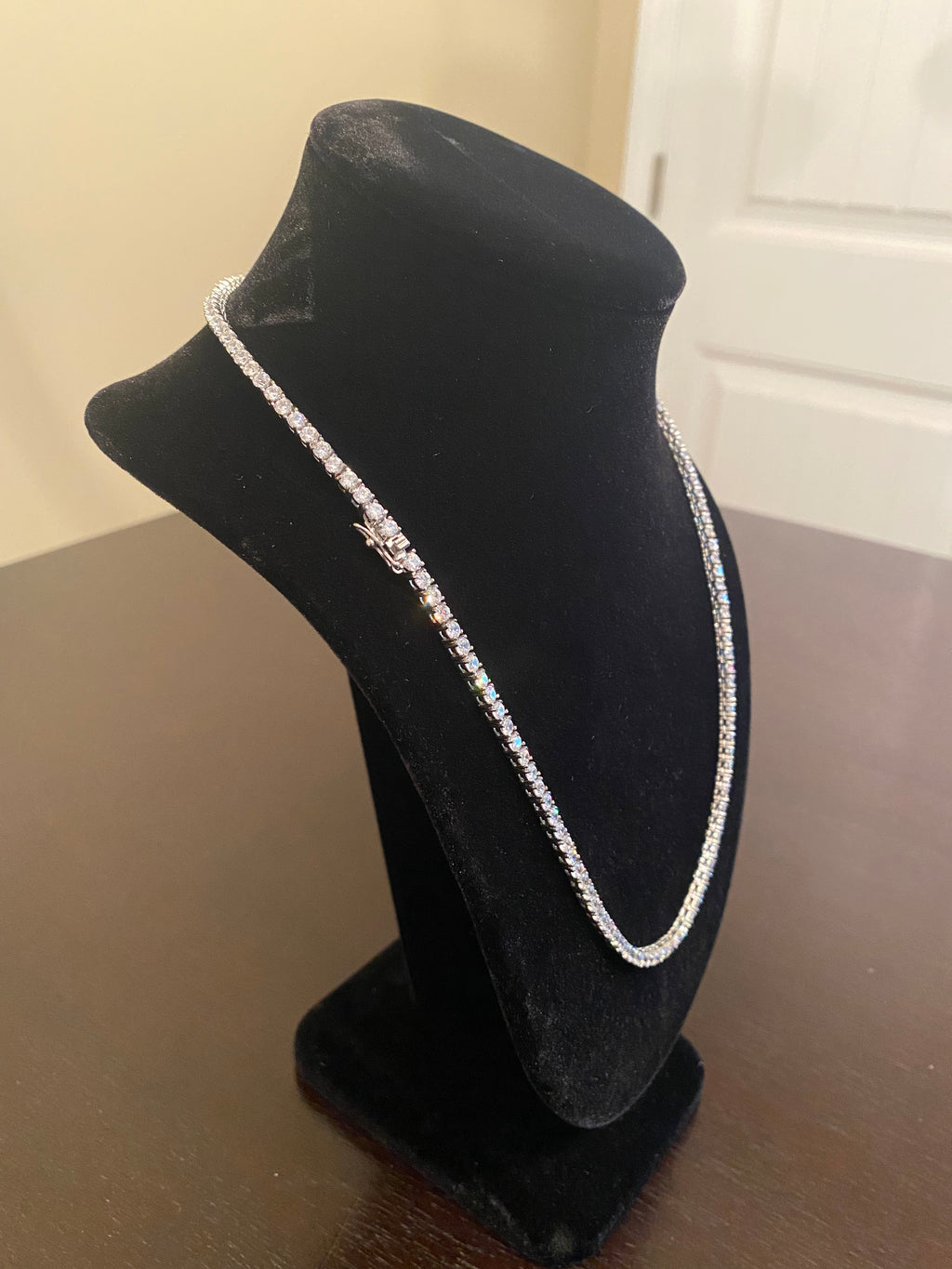 3mm Round Cut Tennis Necklace (White Gold)