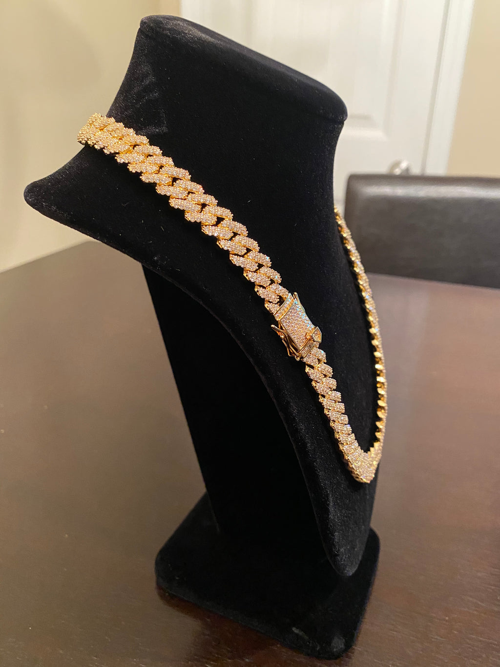 12mm Prong Set Miami Cuban Link Chain (Yellow Gold)